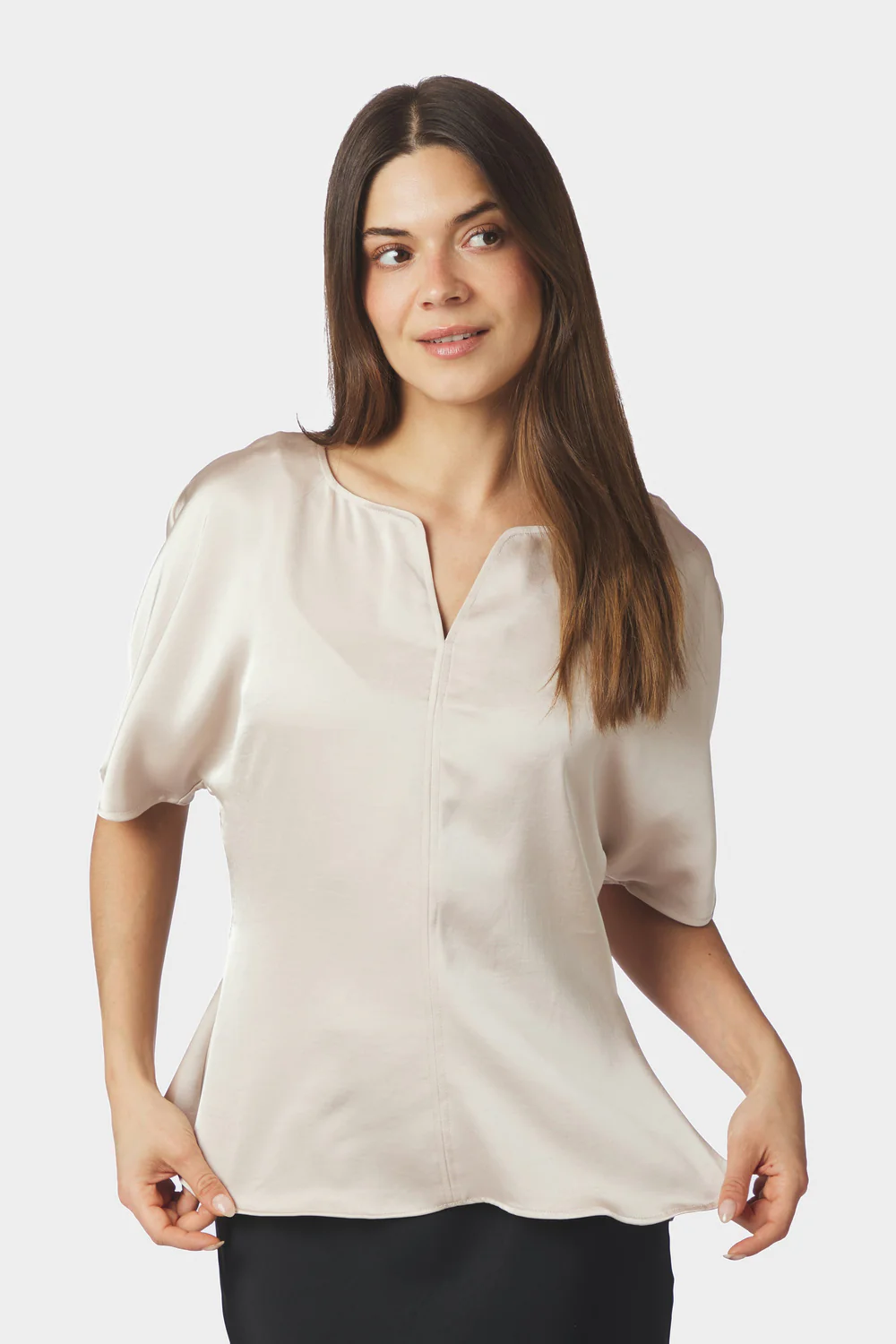 Josine Heavy Sateen Blouse | Champagne | Bluse fra Neo Noir - Image 4