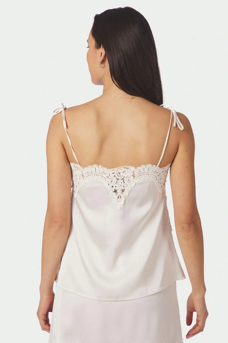 Kaela Heavy Sateen Lace Top | Pearl | Bluse fra Neo Noir - Image 5