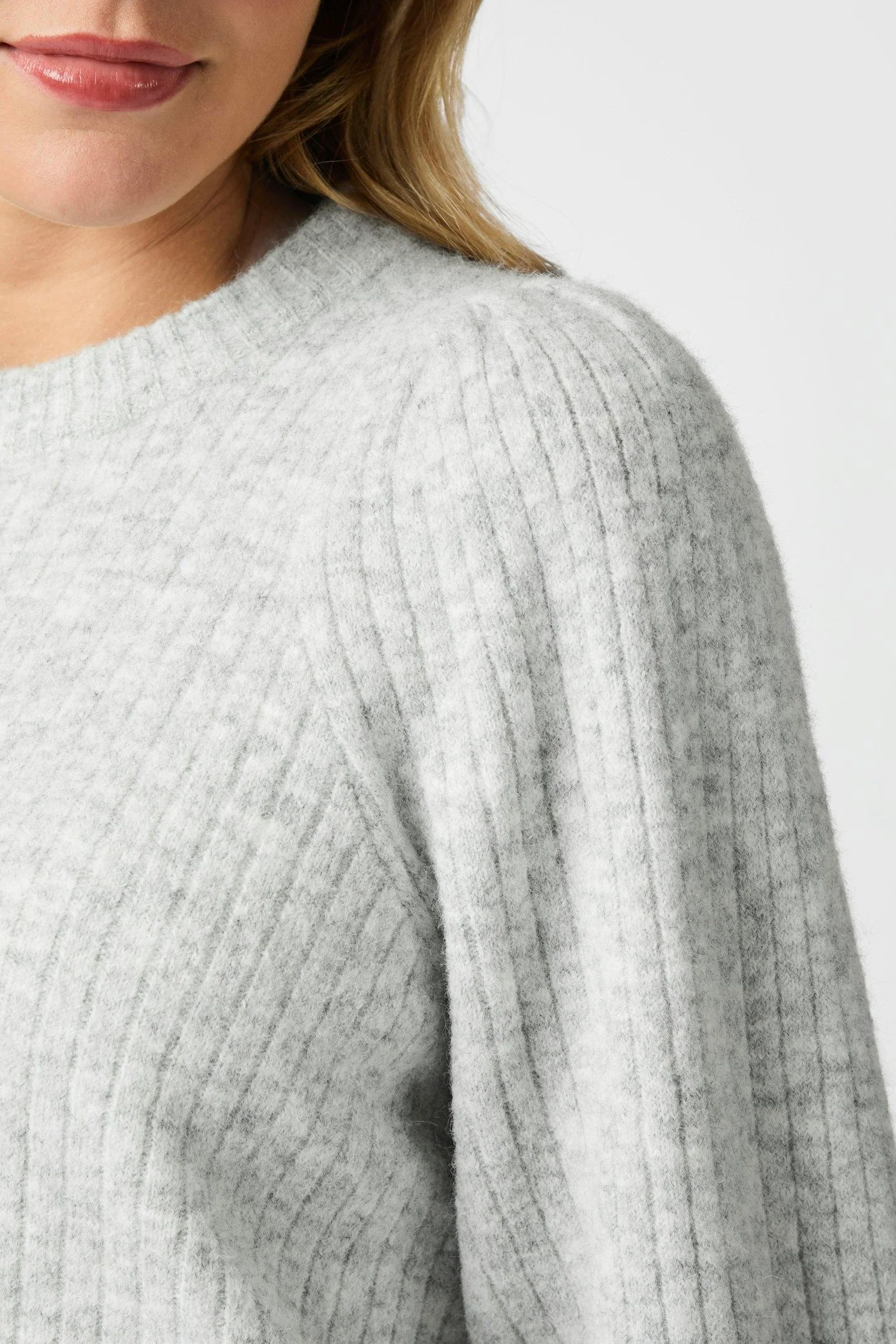 Kelsey Knit Blouse | Light Grey Melange | Strik fra Neo Noir - Image 10