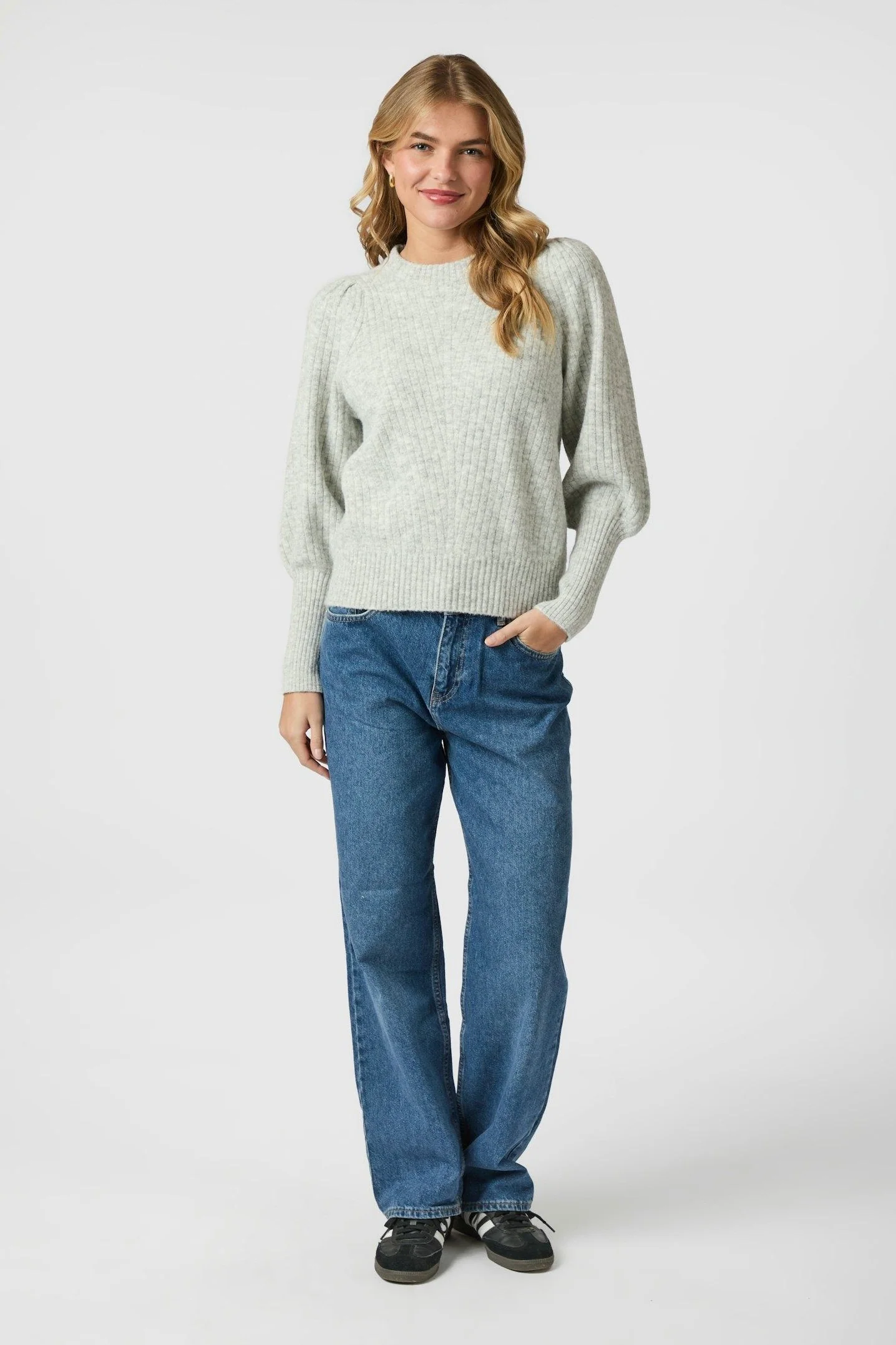 Kelsey Knit Blouse | Light Grey Melange | Strik fra Neo Noir - Image 9