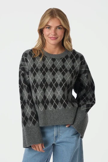 Kick Check Knit Blouse | Antracit | Strik fra Neo Noir - Image 2