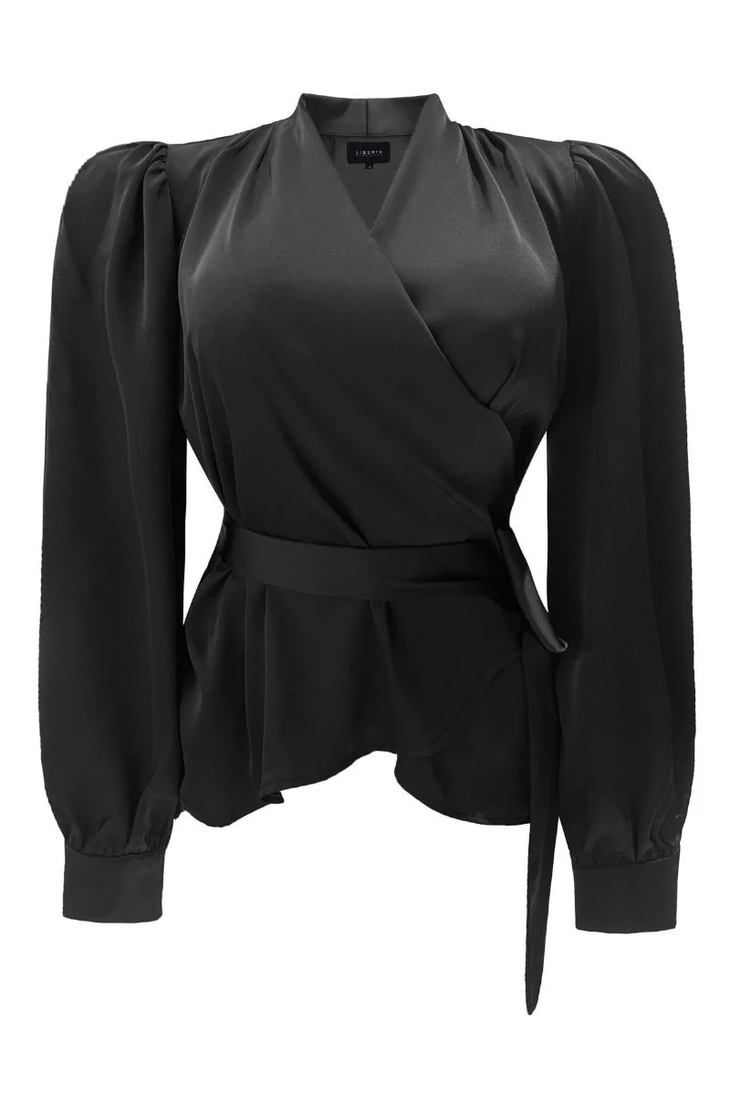 Kiki Ls Wrap Blouse | Black | Bluse fra Liberté - Image 2