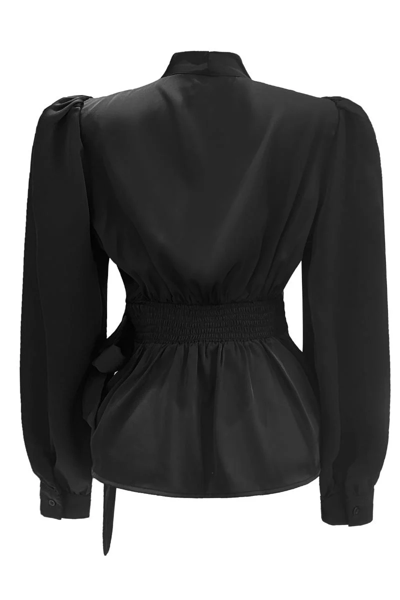 Kiki Ls Wrap Blouse | Black | Bluse fra Liberté - Image 4