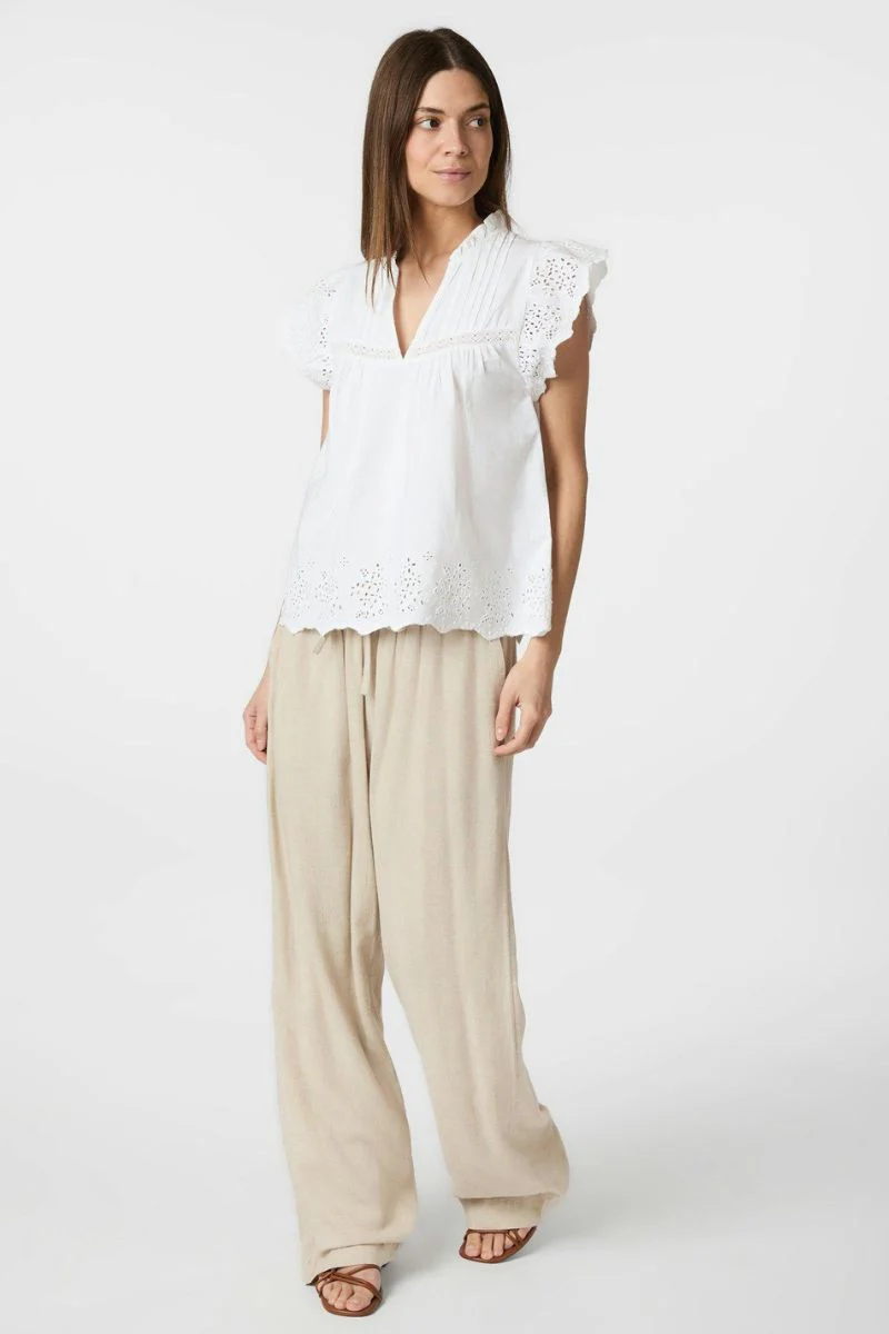 Kyoti Embroidery Top | White | Bluse fra Neo Noir - Image 6