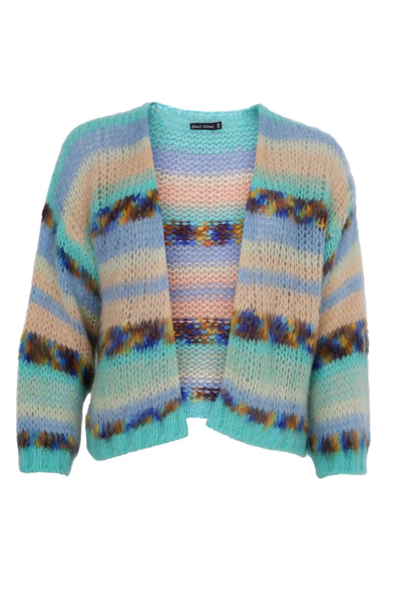 Lagoon Multi Striped Cardigan | Strik fra Black Colour - Image 2