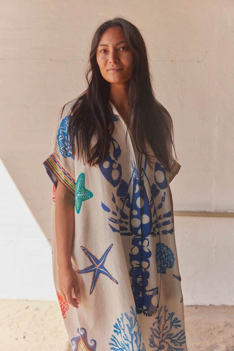 Langusta Lobster Shirt Dress | Navy | Kjole fra Atelier C - Image 4