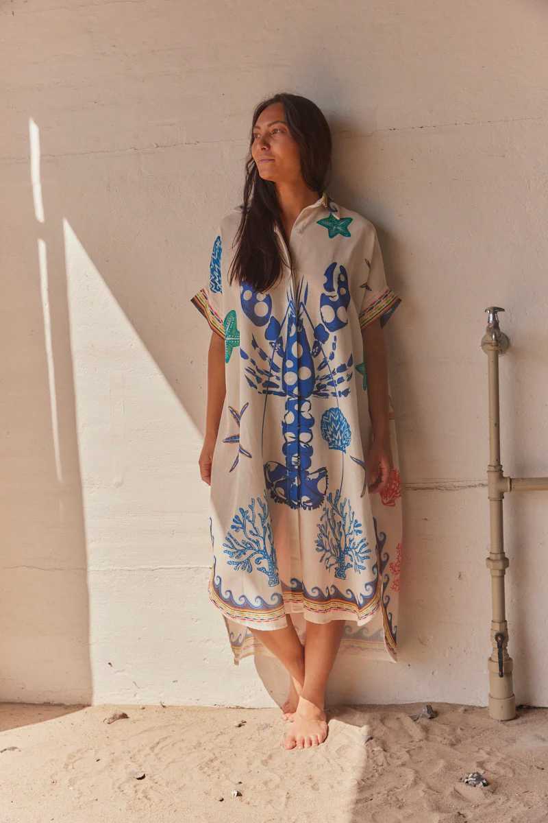 Langusta Lobster Shirt Dress | Navy | Kjole fra Atelier C - Image 5