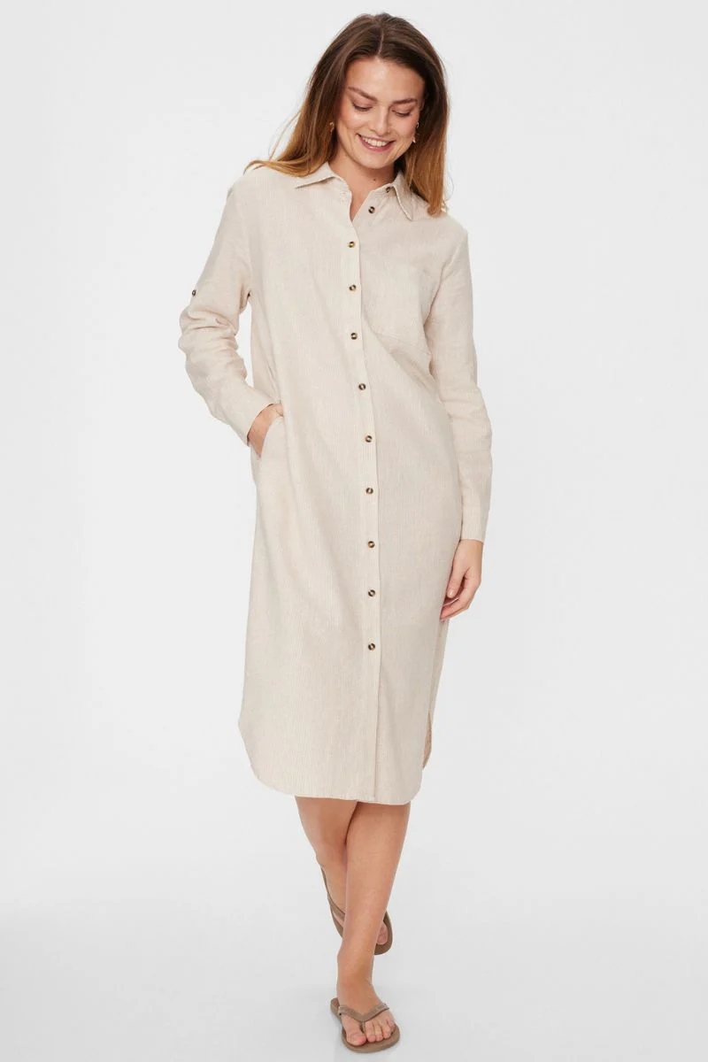 Lava Dress 204307 | Simply Taupe w. Off White | Kjole fra Freequent - Image 3