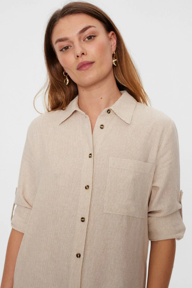 Lava Dress 204307 | Simply Taupe w. Off White | Kjole fra Freequent - Image 5