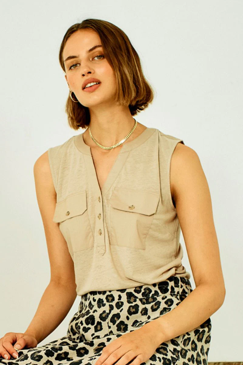Lavina Top 205756 | Simply Taupe | Tanktop fra Freequent