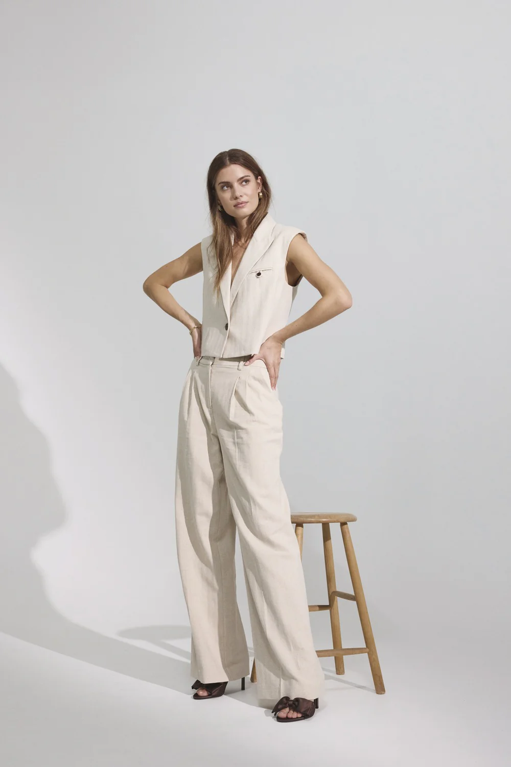 Leena Linen Vest 40030 | Bone | Blazer fra Co'couture - Image 4