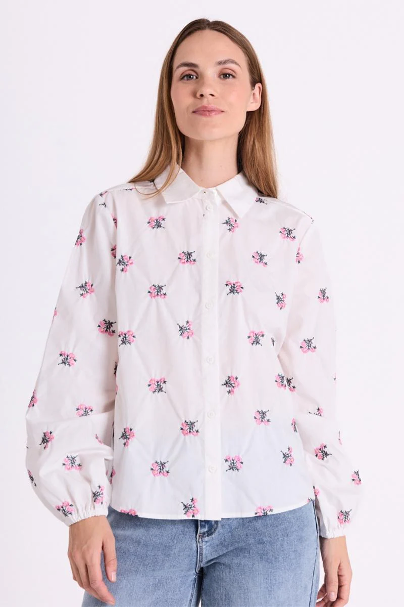 Leila Blouse 207433 | Star Off-White W. Wild Orchid | Bluse fra Freequent - Image 8
