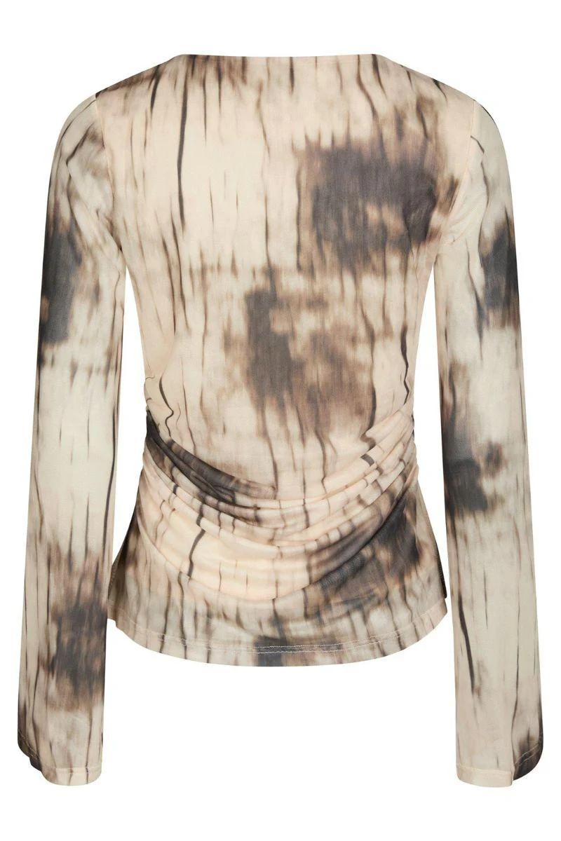 Lenida Faded Mesh Blouse | Dusty Brown | Bluse fra Neo Noir - Image 4