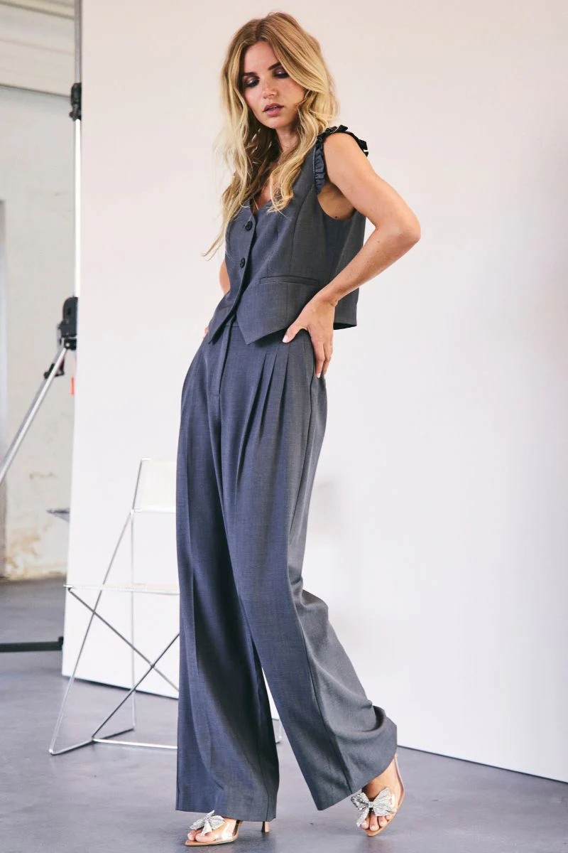 Liane Frill Tailor Vest 30274 | Dark Grey | Vest fra Co'couture - Image 7