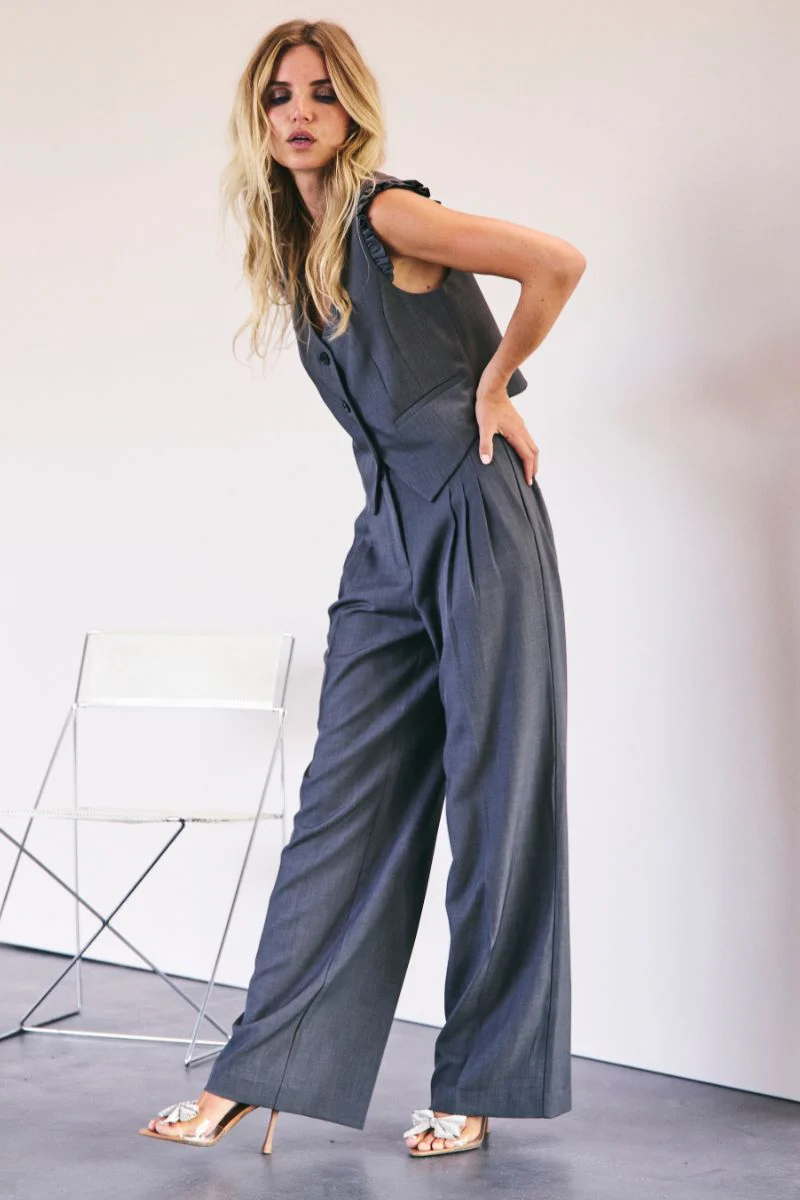 Liane Pleat Pant 31425 | Dark Grey | Bukser fra Co'couture - Image 2