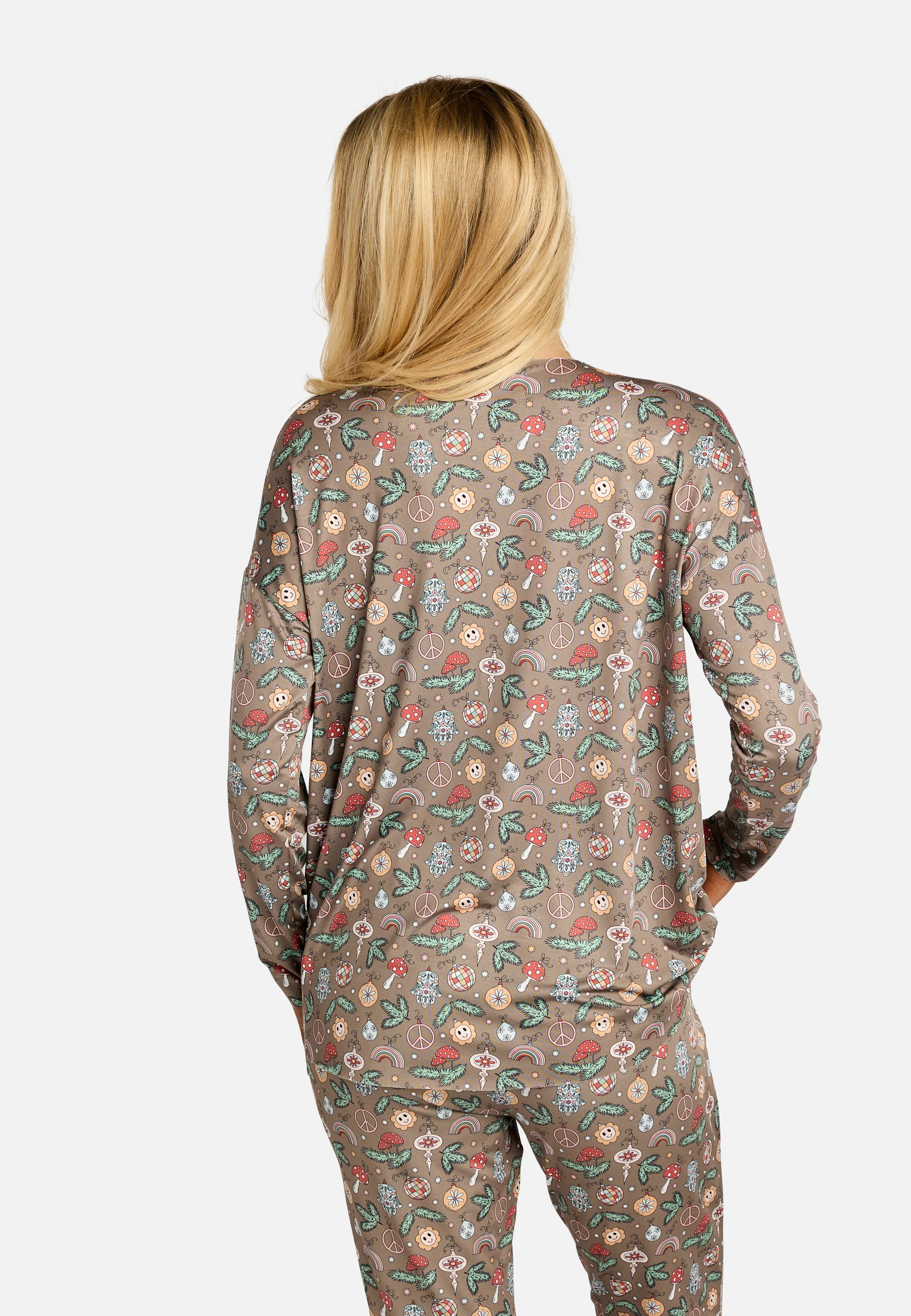 Alma Ls Top | Smiley Peace Brown | Bluse fra Liberté - Image 9