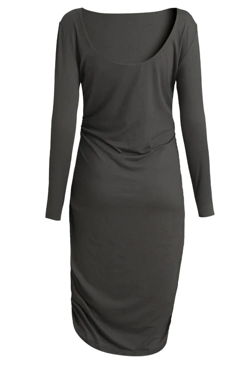 Alma Ls Turn Dress | Dark Grey | Kjole fra Liberté - Image 5