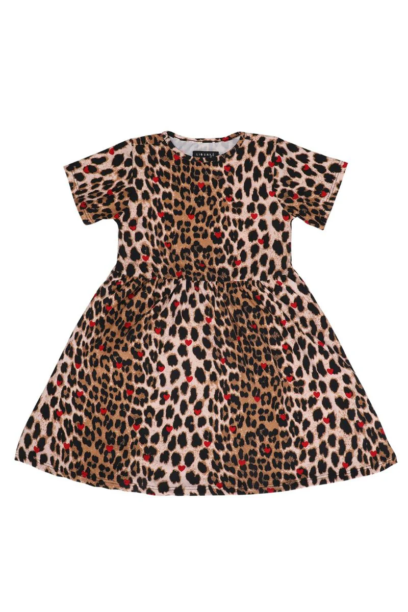 Alma Ss Babydoll Dress (Kids) | Lux Leo Red Heart