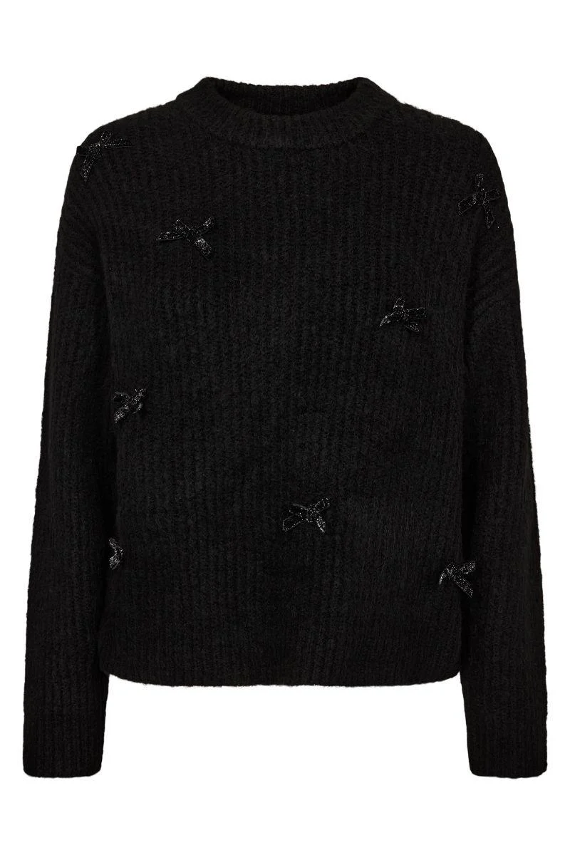 Fro Bow Pullover | Black Silver Bow | Bluse fra Liberté - Image 2