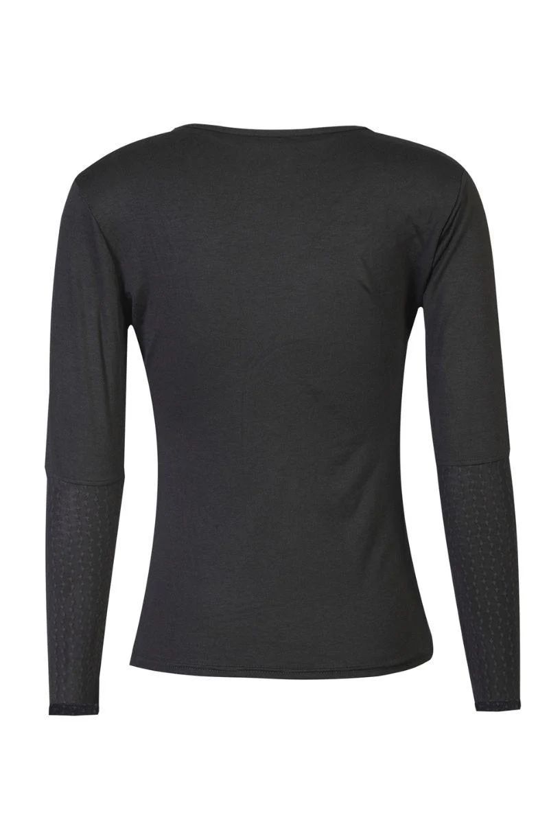Isa Ls Lace Sleeve Blouse | Black Wavy Lines | Mesh bluse fra Liberté - Image 4