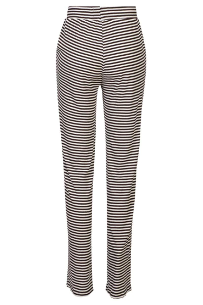 Natalia Straight Pants | D. Brown Creme Small Stripe - Image 4