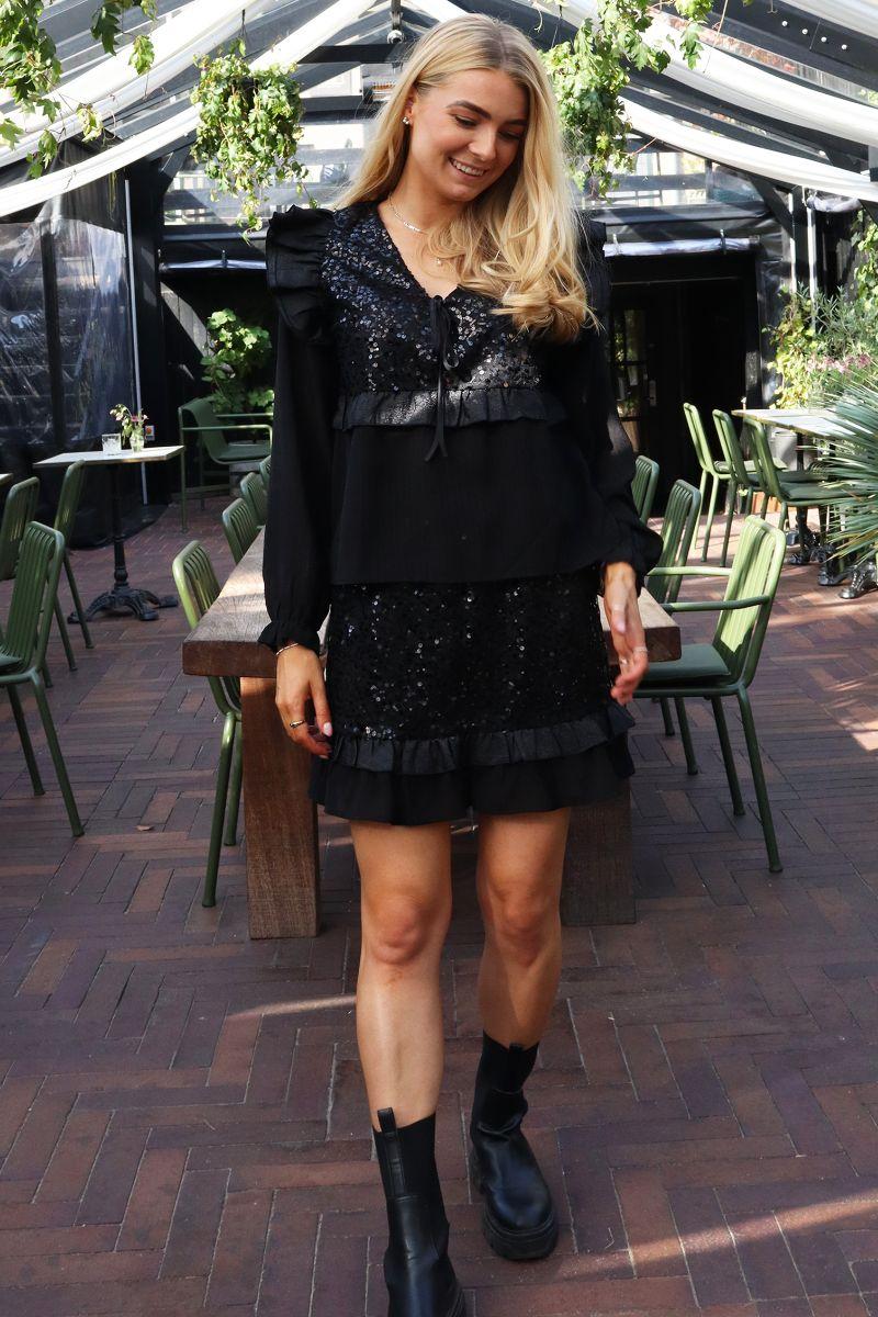 Nor Frill Skirt | Black Sequins | Nederdel fra Liberté - Image 9