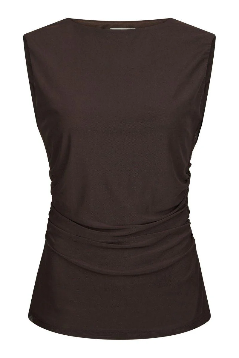 Liblana Mesh Top | Dark Brown | Bluse fra Neo Noir - Image 3