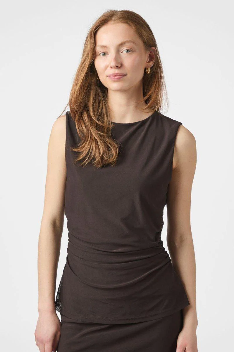 Liblana Mesh Top | Dark Brown | Bluse fra Neo Noir - Image 4