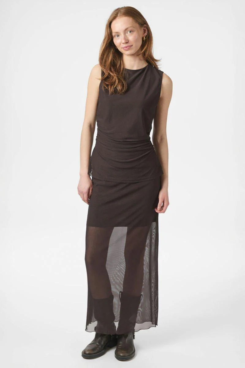 Liblana Mesh Top | Dark Brown | Bluse fra Neo Noir - Image 6