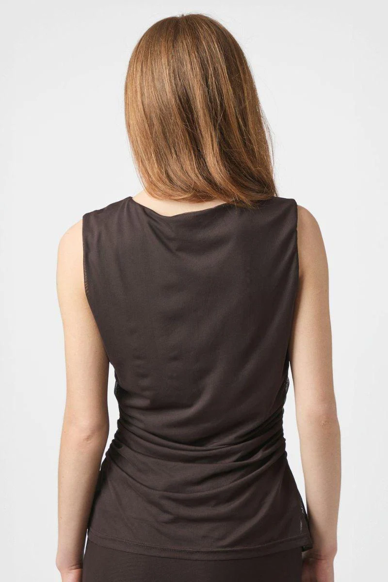 Liblana Mesh Top | Dark Brown | Bluse fra Neo Noir - Image 7