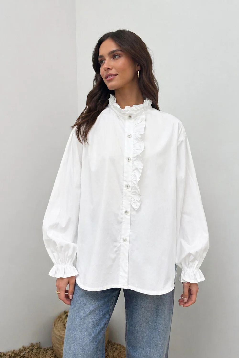Light Cotton Frill Shirt | White - Image 2
