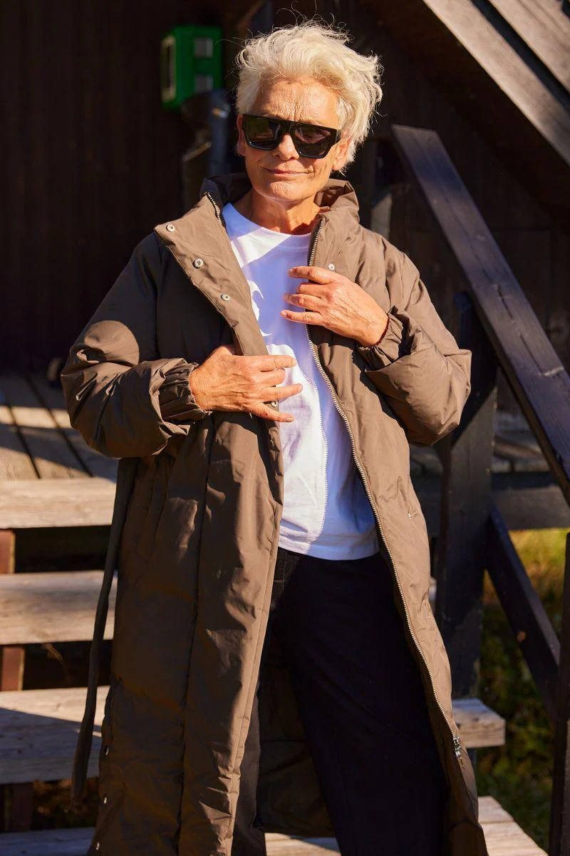 Lilly Long coat | Brun | Frakke fra French Laundry - Image 6
