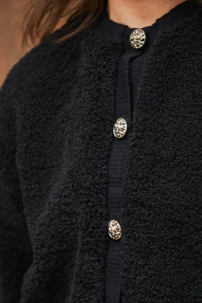 Limo Fluffy Knit Cardigan | Black | Cardigan fra Neo Noir - Image 3