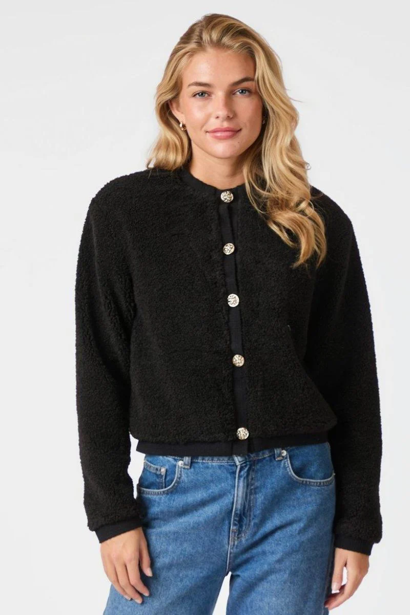 Limo Fluffy Knit Cardigan | Black | Cardigan fra Neo Noir - Image 4