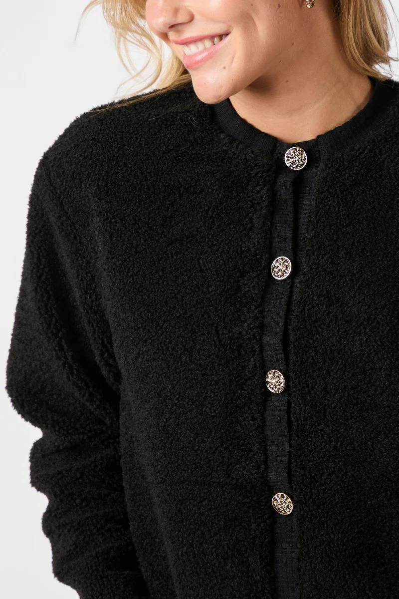 Limo Fluffy Knit Cardigan | Black | Cardigan fra Neo Noir - Image 7