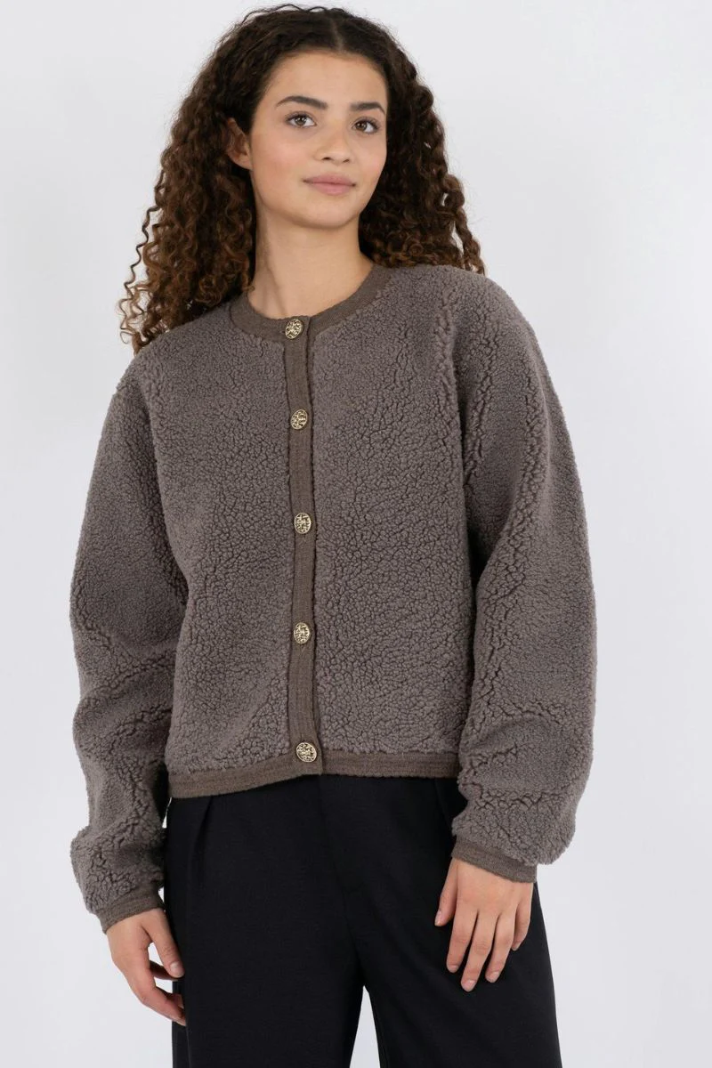 Limo Fluffy Knit Cardigan | Iron | Cardigan fra Neo Noir - Image 4