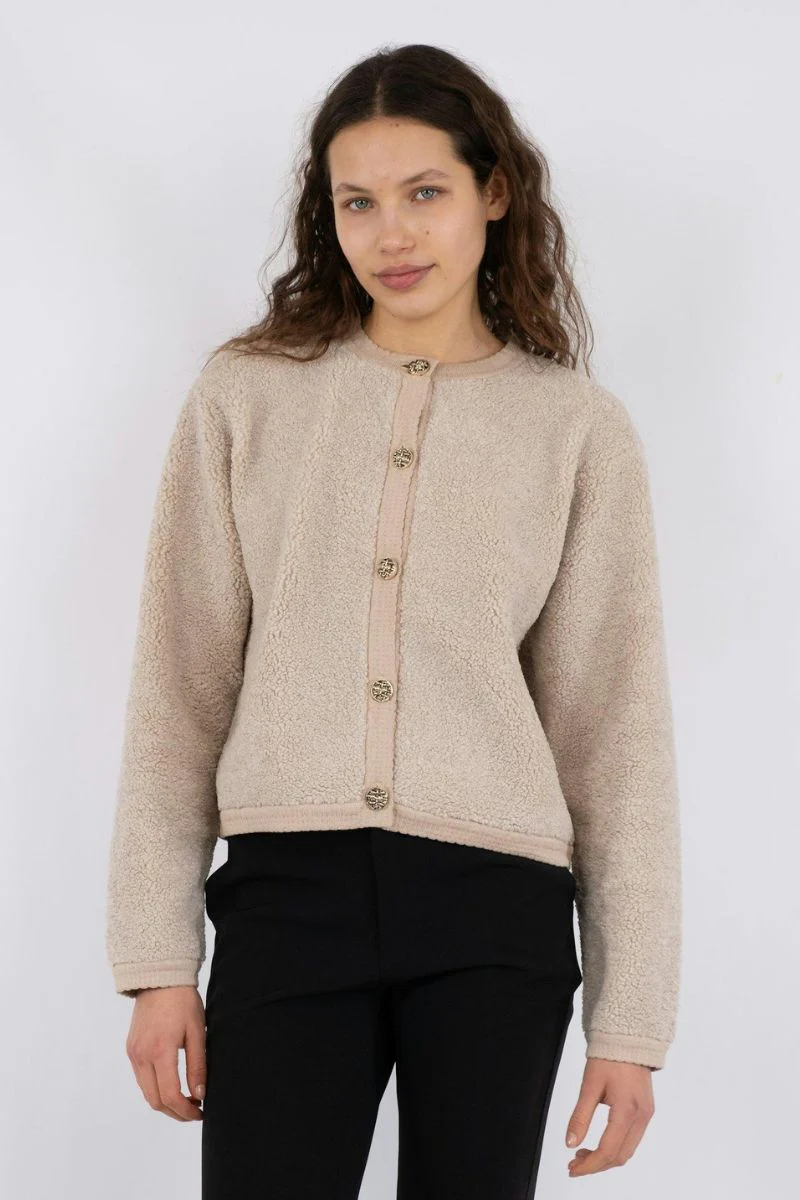 Limo Fluffy Knit Cardigan | Sand | Cardigan fra Neo Noir - Image 5