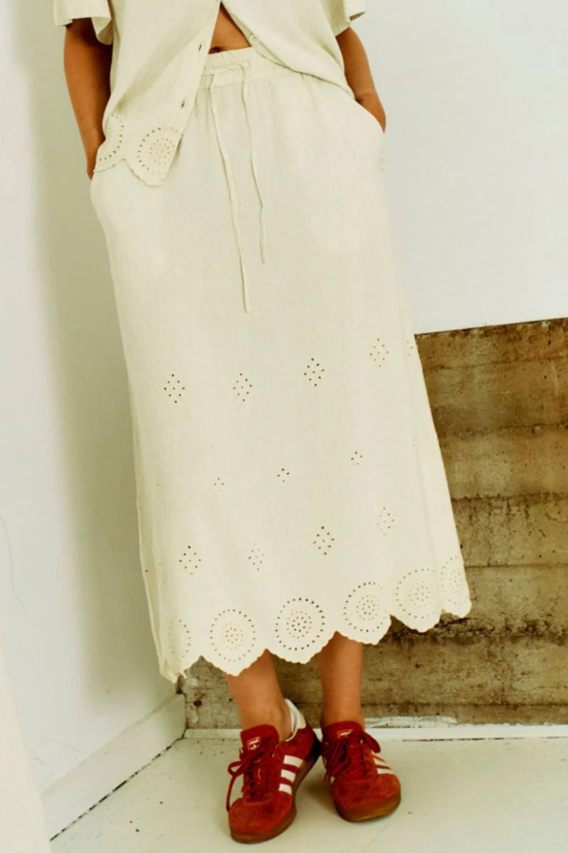 Linus Skirt 205811 | Moonbeam Melange | Nederdel fra Freequent - Image 5