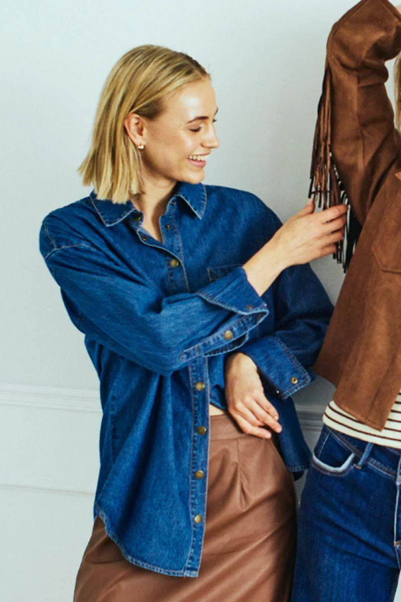 Lisea Shirt 206588 | Medium Blue Denim | Skjorte fra Freequent - Image 9