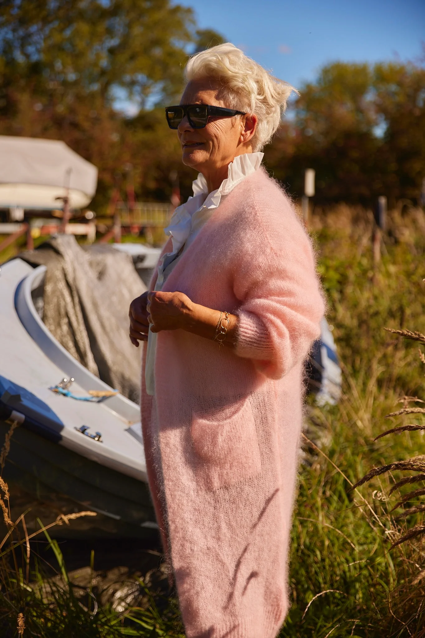 Long open cardigan in fluffy mohair 82121L | Rose Shadow | Strik fra Atelier C - Image 5