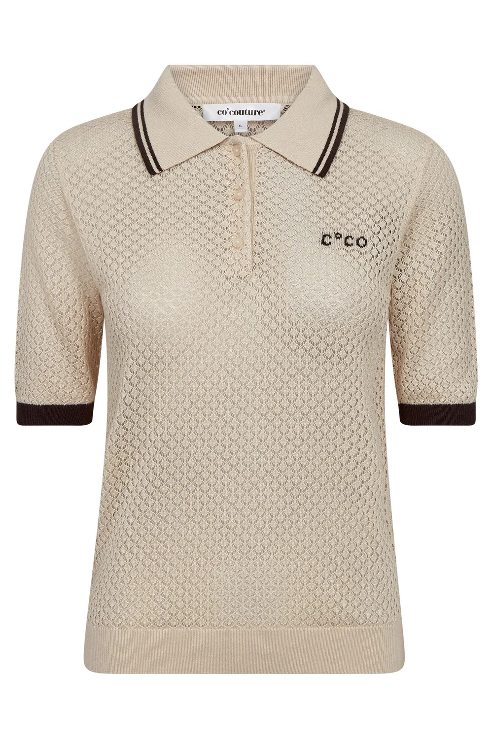 Lue Pointelle Polo Knit 42020 | Bone | Strik fra Co'couture - Image 3
