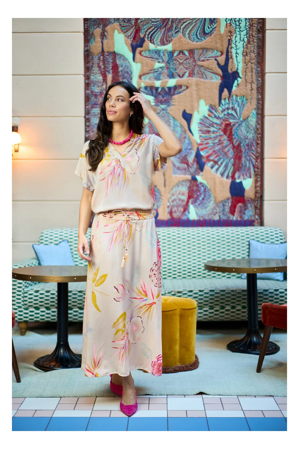 Luna Andrea S/S Blouse | Poppy Rose | Bluse fra Black Colour - Image 3