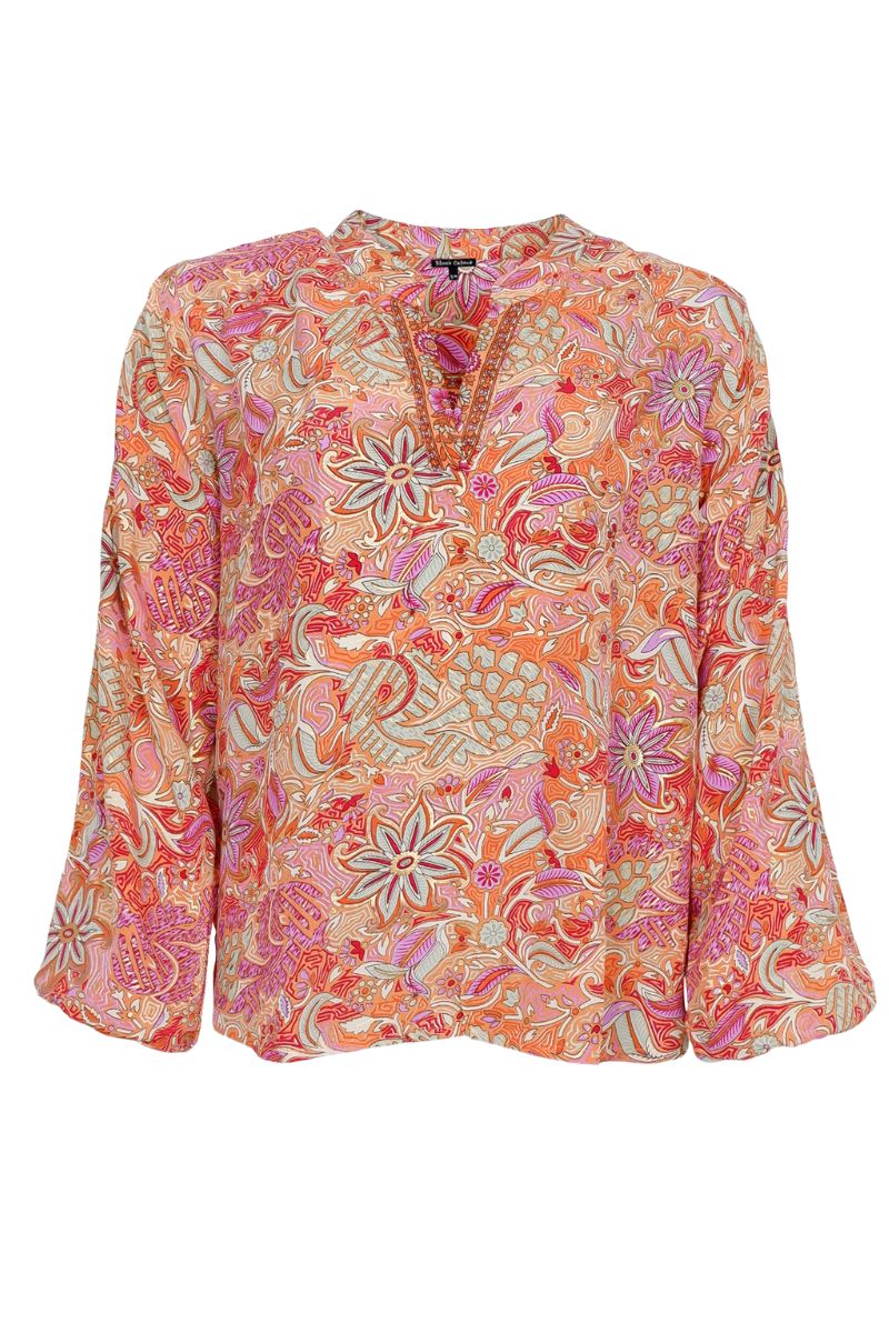Luna Blouse | Pacifique Orange | Bluse fra Black Colour - Image 2
