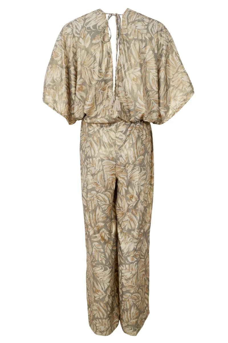 Luna Double V-Neck Jumpsuit | Golden Sand | Buksedragt fra Black Colour - Image 4