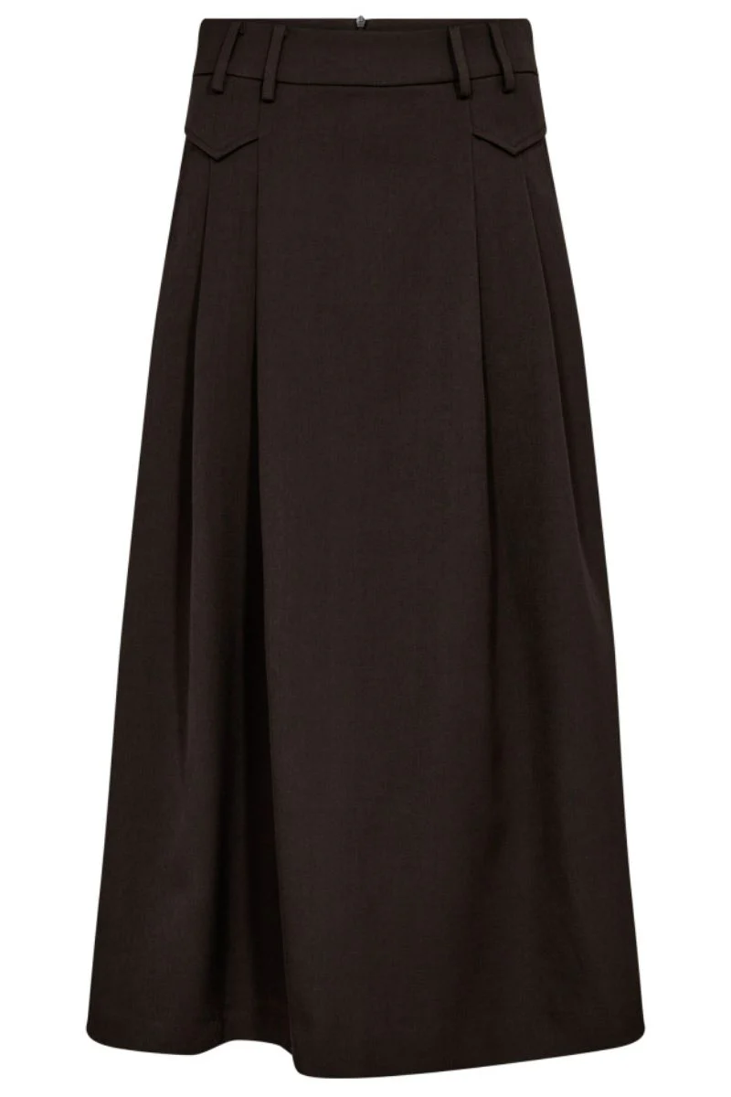 Luna Pocket Pleat Skirt 34222 | Dark Brown | Nederdel fra Co'couture