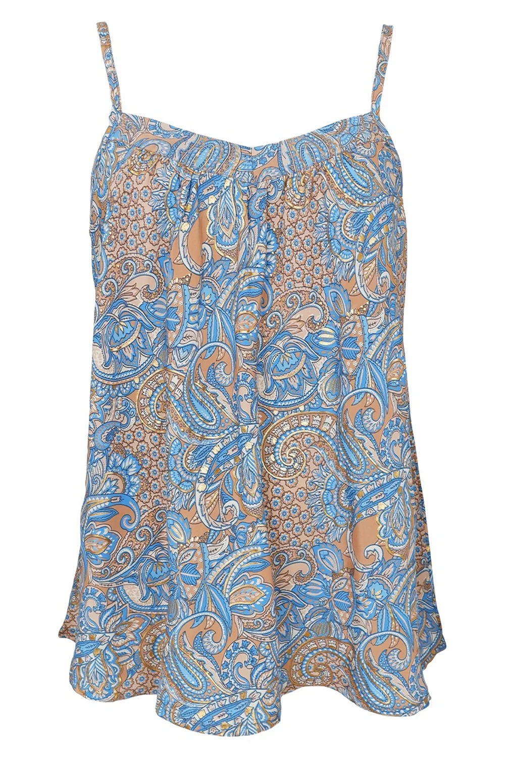 Luna Vea Strap Top | Golden Aqua