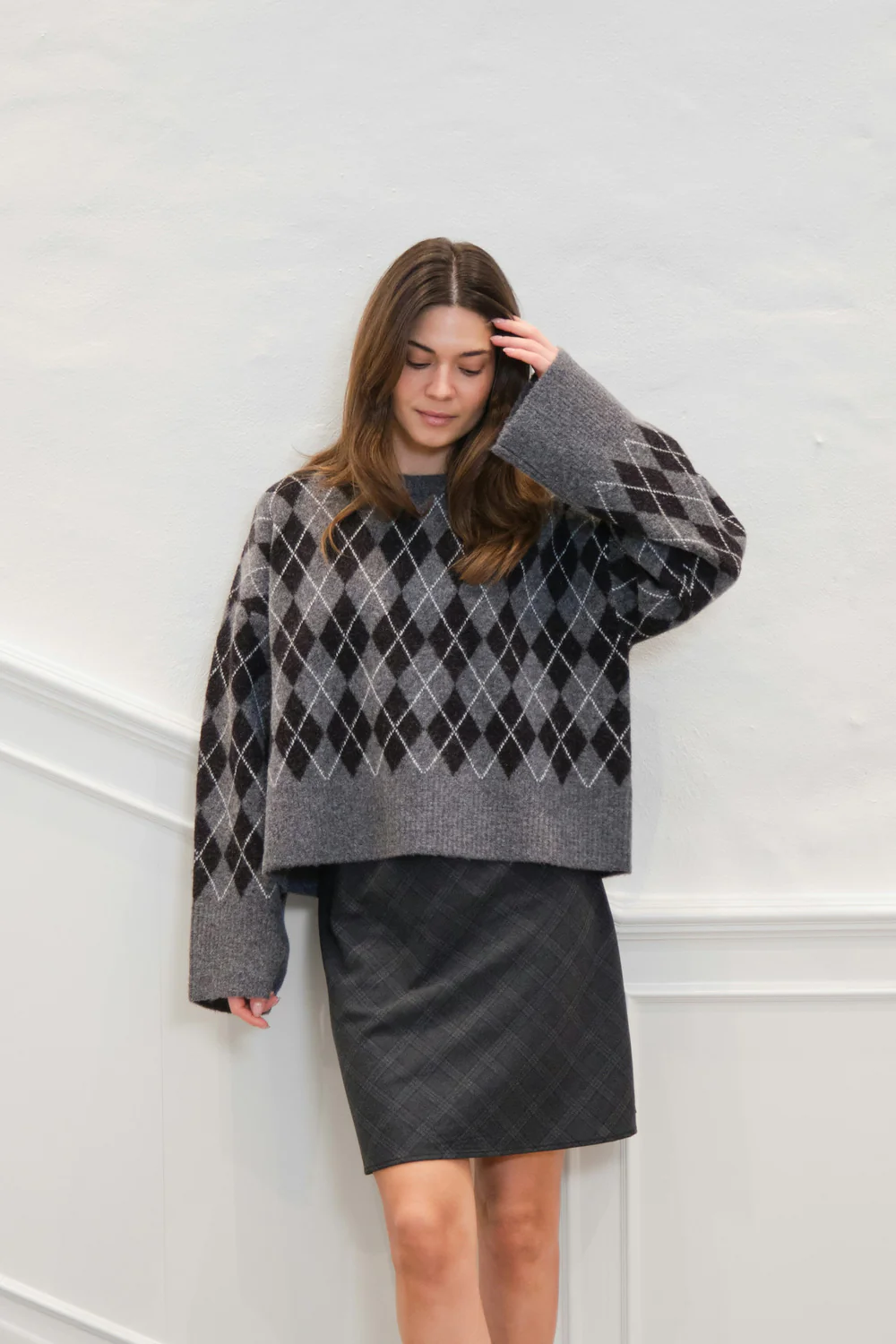 Lunna Check Short Skirt | Antracit | Nederdel fra Neo Noir - Image 2