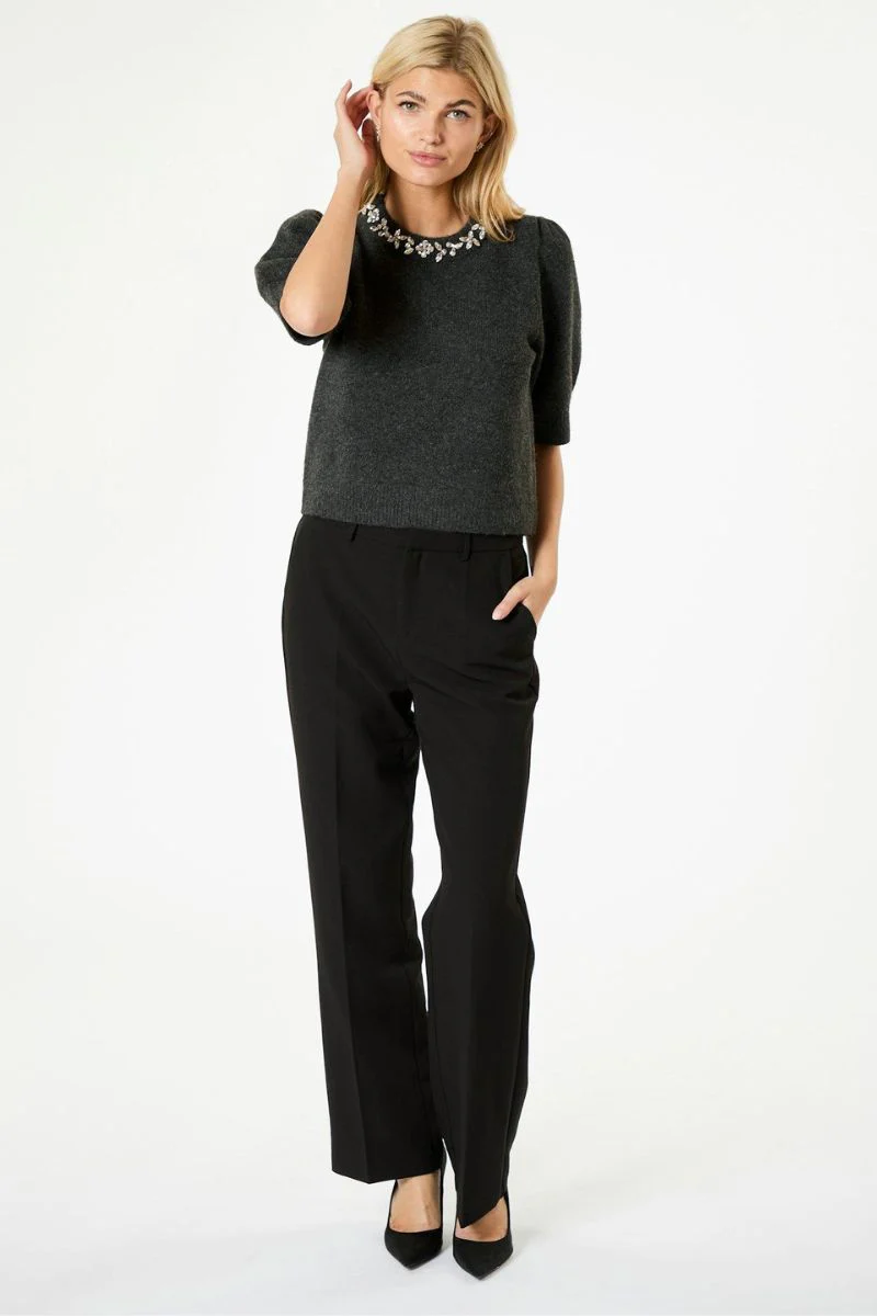 Maia Stone Knit Blouse | Antracit Melange | Bluse fra Neo Noir - Image 9