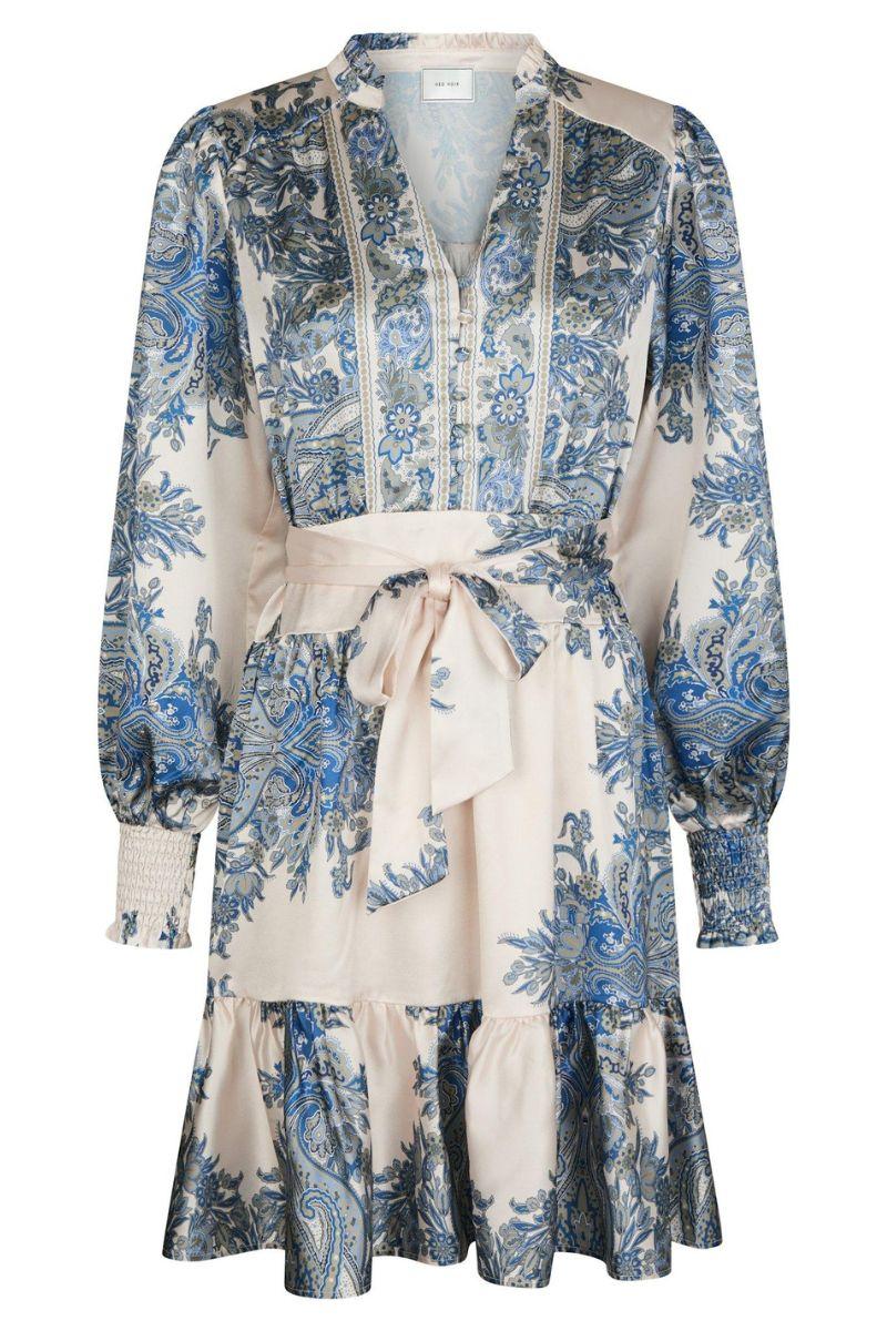 Malfida Paisley Border Dress | Ash Blue | Kjole fra Neo Noir - Image 2
