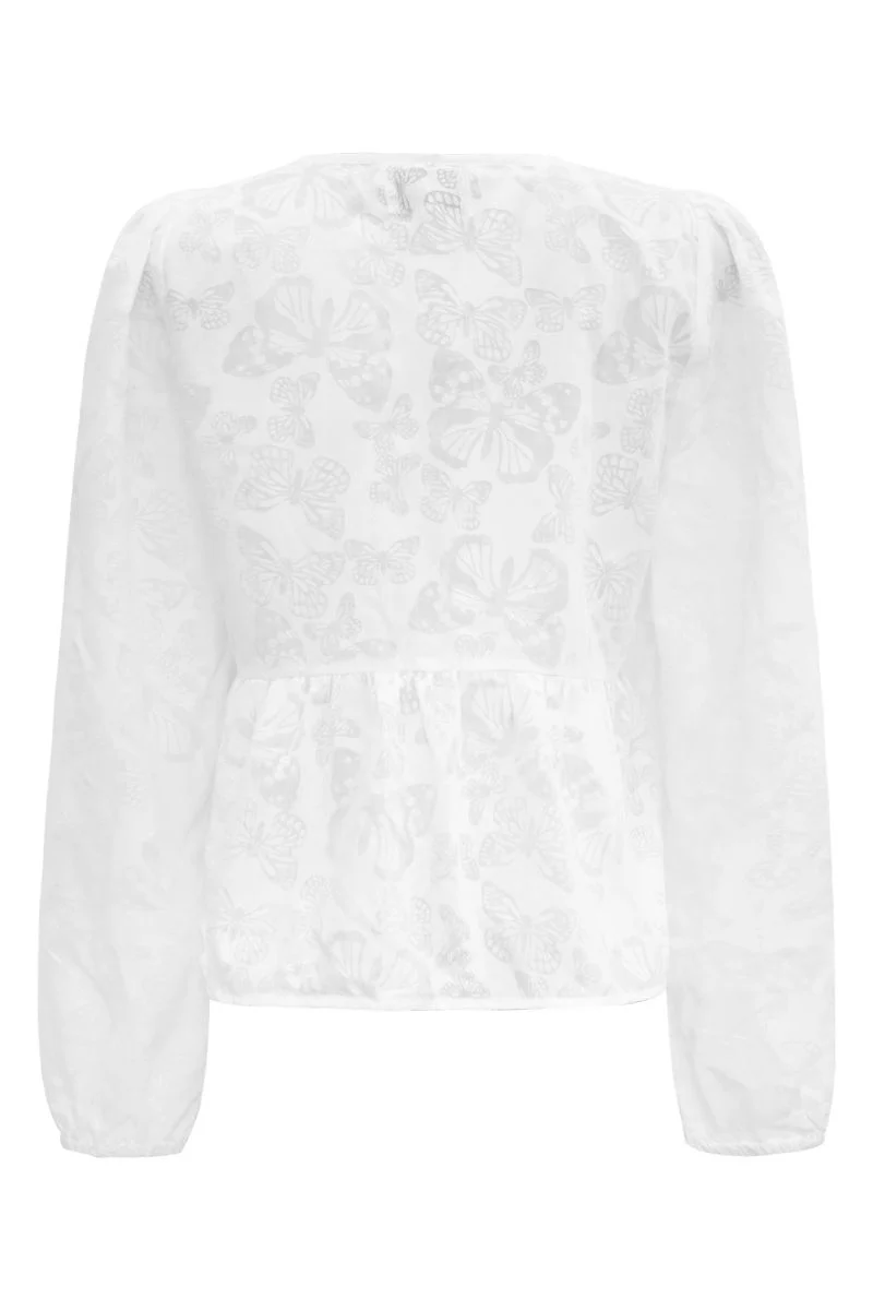 Manni Ls V Neck Blouse | White Butterfly | Bluse fra Liberté - Image 4